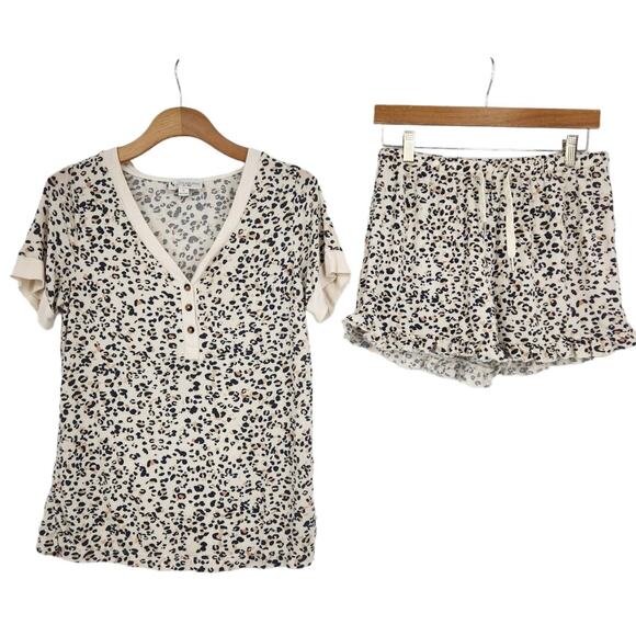 Koolaburra by UGG Sleep PJ Set Animal Print Cat Pajamas Size Small - Picture 2 of 7